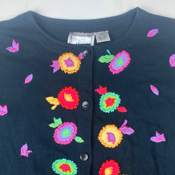 Michael Simon lite size large Colorful Floral Embroidered Cardigan - Picture 4 of 10